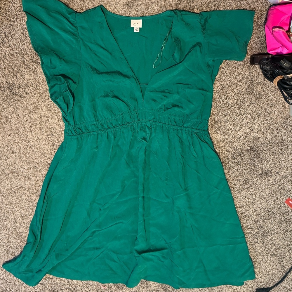 a new day Emerald V-Neck A line dress